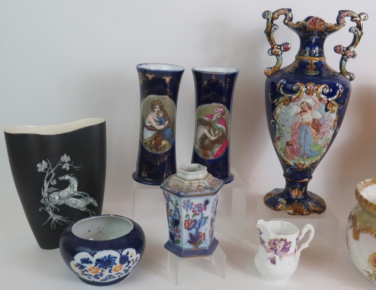 Two Crown Devon Pegasus design vases, an Edwardian toilet jug, Bridgwood jardinière and some items - Image 2 of 4