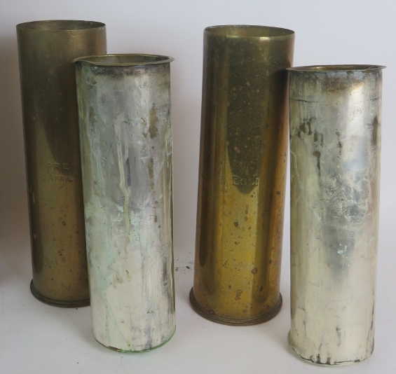 A pair of WWI British trench art shell cases, one engraved Ypres 26th April 1916, one engraved Neuve - Image 3 of 3