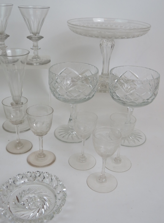 A selection of early 19th to early 20th Century drinking glasses and glassware including two - Image 3 of 5