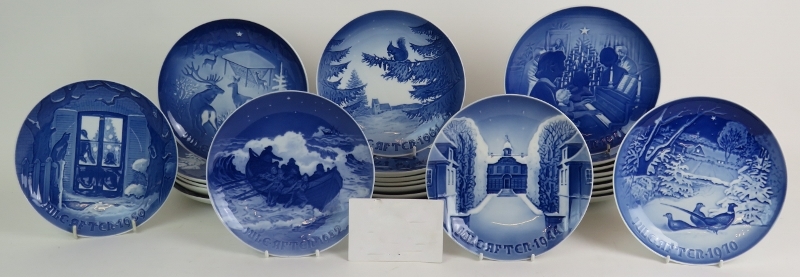 A collection of 24 Bing and Grondahl Danish porcelain Christmas year plates ranging from 1932 to