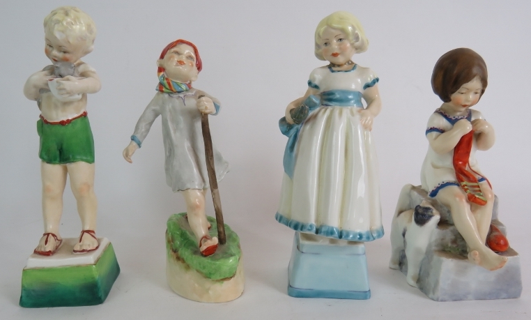 Four Royal Worcester porcelain figurines by Freda Doughty, Monday's Child, Thursday's Child, - Image 2 of 6