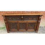 A good quality reproduction solid oak period style small sideboard. 90cm high x 160cm wide x 44cm