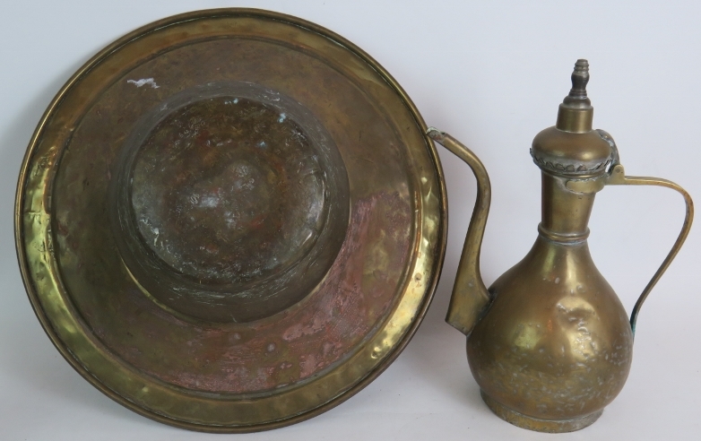 A large brass Eastern bowl or spittoon, an Eastern coffee pot, a pair of Japanese porcelain - Image 4 of 4
