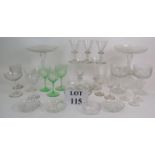A selection of early 19th to early 20th Century drinking glasses and glassware including two
