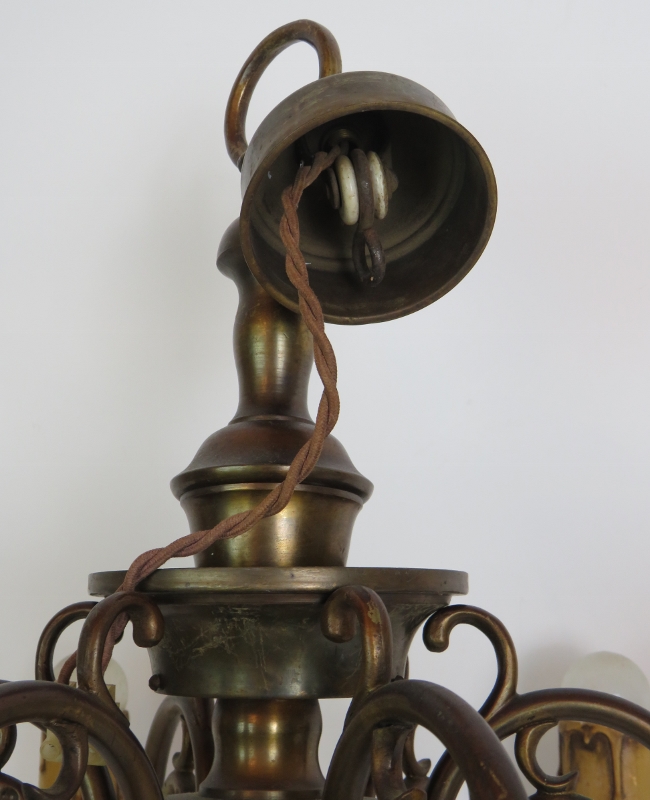 A good quality early 20th Century 6 branch brass chandelier. Height: 55cm. Max width: 64cm. - Image 2 of 2