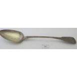 A Georgian silver fiddle pattern basting spoon, London 1824, makers John Meek, engraved crest on