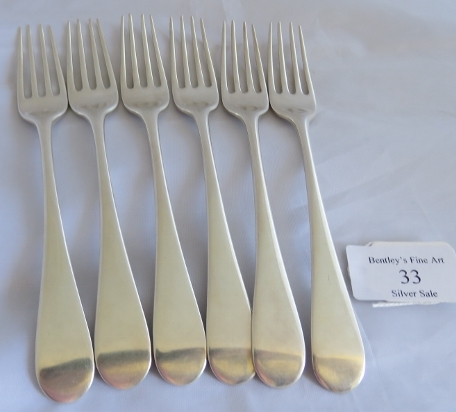 A set of 6 silver C18th dessert forks, London 1783, maker George Smith III. Total weight 235