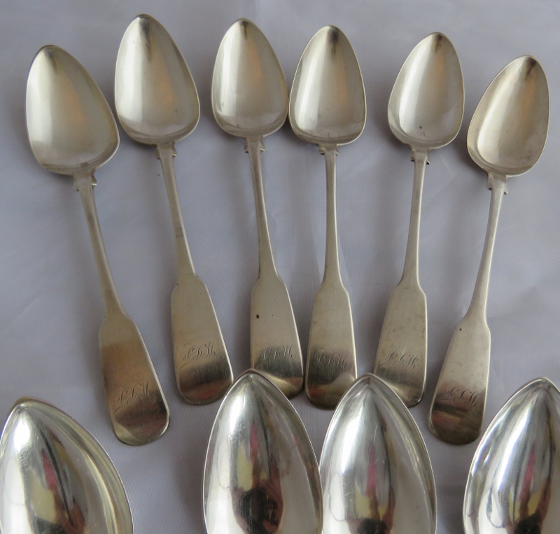 A collection of 16 antique silver teaspoons. 6 Scottish silver, Glasgow 1837, maker David - Image 2 of 8