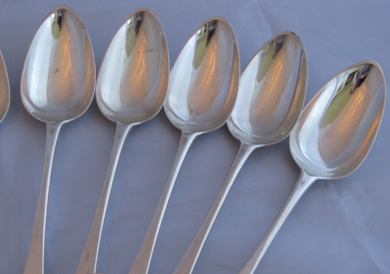 A good collection of Georgian English provincial silver serving spoons. 9 hallmarked Newcastle 1803, - Image 3 of 7