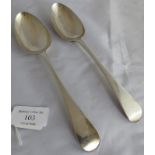 A pair of silver George III serving spoons, London 1813, maker William Eley, William Fearn & William