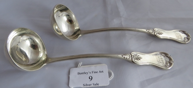 A pair of early Victorian Scottish toddy ladles, Glasgow 1845, maker Robert Gray & Son. Monos to