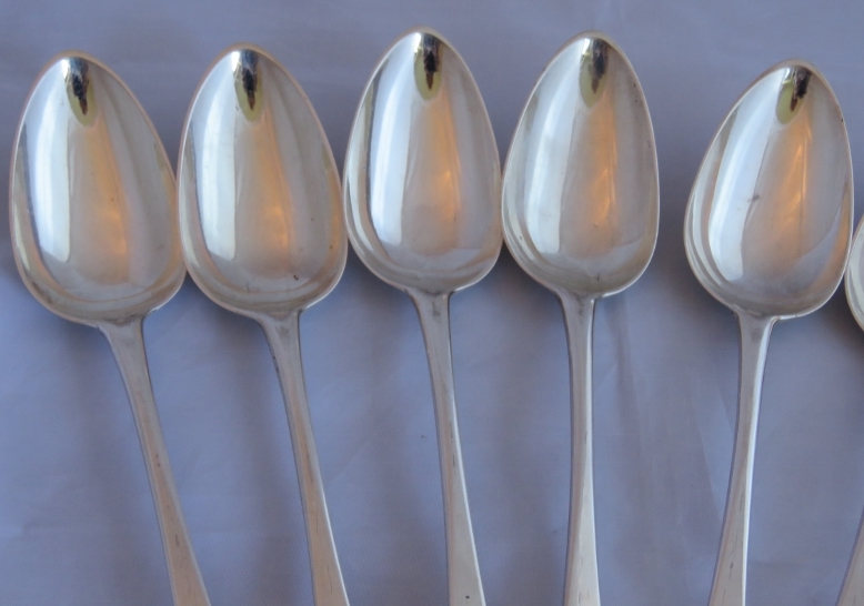 A good collection of Georgian English provincial silver serving spoons. 9 hallmarked Newcastle 1803, - Image 2 of 7