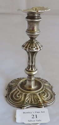 A George III silver taperstick with detachable sconce, London 1744, maker Thomas Whipham. Weight 155 - Image 2 of 7