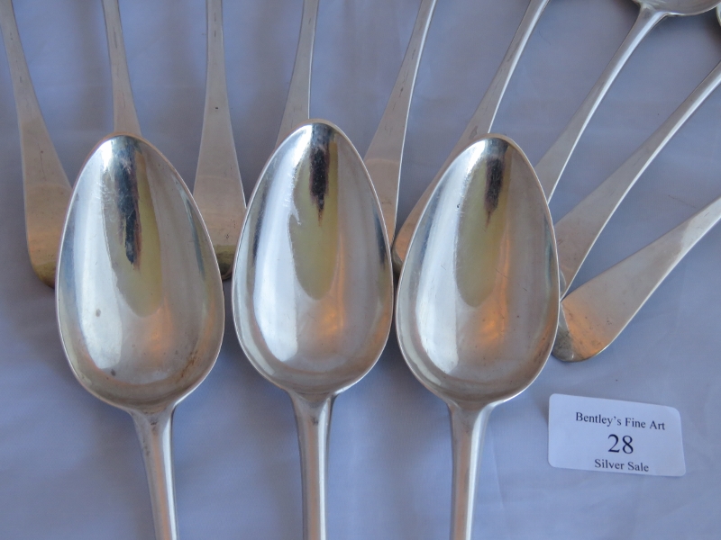 A good collection of Georgian English provincial silver serving spoons. 9 hallmarked Newcastle 1803, - Image 4 of 7