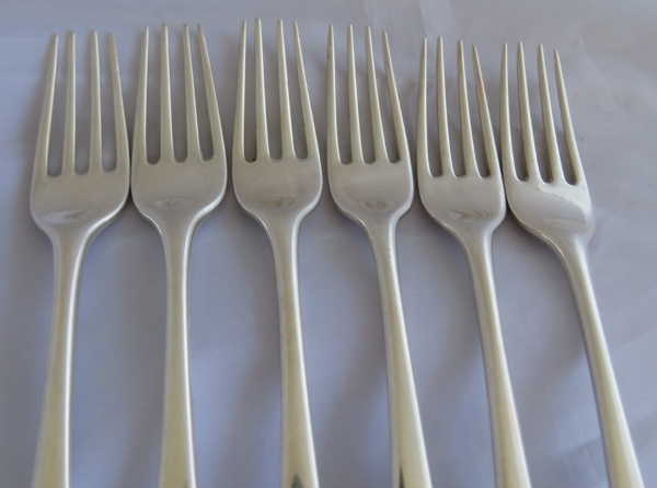 A set of 6 silver C18th dessert forks, London 1783, maker George Smith III. Total weight 235 - Image 2 of 6