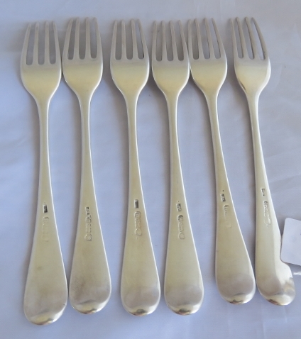 A set of 6 silver C18th dessert forks, London 1783, maker George Smith III. Total weight 235 - Image 6 of 6