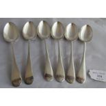 Set of 6 silver dessert spoons, maker James Deakin & Sons, various dates Sheffield 1898 - 1903.