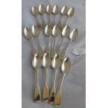 A collection of 16 antique silver teaspoons. 6 Scottish silver, Glasgow 1837, maker David