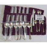 A 24 piece suite of modern rats tail silver plated cutlery to include six dinner knives, six