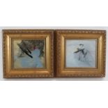 Corrado Alzetta (1990) - 'Abstract', a pair, mixed media, labels verso, 12cm x 14cm, matching gilt