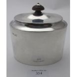 A Victorian silver tea caddy, London 1880, with wooden finial, approx weight 7.4 troy oz/232