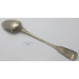 A Georgian silver fiddle pattern basting spoon, London 1824, makers John Meek, engraved crest on