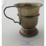 A silver bell shaped christening mug, Birmingham 1935, approx weight 2 troy oz/64 grams. Condition