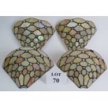 A set of four contemporary Tiffany style wall lights with pearl stained glass shades and single bulb