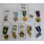 A collection of ten various masonic jewels and medals on ribbons mostly late 20th Century. (10).
