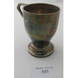 A silver christening mug, engraved Susan Elizabeth, approx 3" high, Birmingham 1938, approx weight