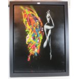 Lee Henderson (Contemporary) - 'Sultry female nude', hand cut stencil, spray paint, and acrylic on