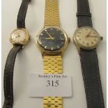 A gentleman's Avia Olympic water resistant wristwatch on yellow metal strap, a ladies Oris