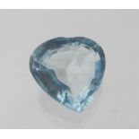 A single loose unmounted checkerboard heart shaped aquamarine, approx 4.2cts. Condition report: