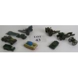 Three Diecast Britain's Cannons and five other Military vehicles including a tin plate tank. (8).