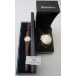 A gentleman's Sekonda wristwatch on a brown leather strap, boxed, and a ladies Omega Deville