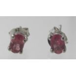 A pair of pink tourmaline stud earrings, post stamped 925. Condition report: Slight inclusions.