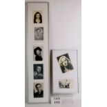 Seven framed signed photos of film stars from 1940s/50s, each autographed in pen. Largest frame 92cm