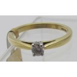 An 18ct gold single stone diamond set ring, diamond approx 0.14cts, approx weight 2.8 grams, size L.