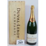 A Jeraboam of Duval-Leroy Fleur De Champagne Brut Champagne in wood presentation case. 3L 12% vol.