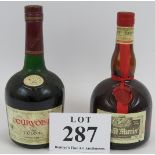 One bottle of Courvoisier 3 star cognac, 68cl and one bottle of Grand Marnier liqueur, 70cl, both