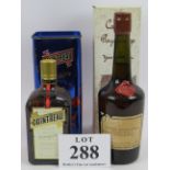 One bottle of Yves Pellerin 12 year old Calvados, 70cl 42% vol in box and one bottle of Cointreau