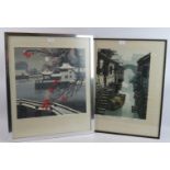 Zhou We-Ming (b. 1940) - 'Chinese winter landscape', pencil signed limited edition colour engraving,