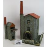 A handmade doll's house model of a Cornish tin mine with interior fittings, lighting system,