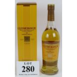 One bottle of Glenmorangie 10 year old highland single malt whisky in presentation box, 70cl, 40%.