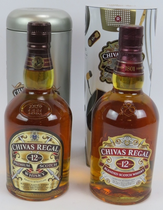 Two bottles of Chivas Regal 12 year old scotch whisky, in presentation tins, 70cl, 40%. (2). - Image 2 of 3