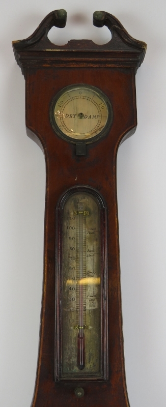 A 19th Century mahogany cased wheel barometer with silvered dial. Height 96cm. Condition report: - Image 3 of 6