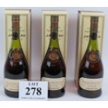 3 bottles of Janneau VSOP Grand Armagnac in presentation boxes, 70cl, 40%. (3). Condition report:
