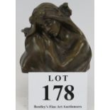 An Art Nouveau style bust of a lady in the manner of Hans Muller. Height 12cm. Condition report:
