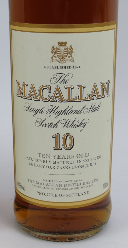 One bottle of the Macallan 10 year old single malt whisky, 70cl, 40%, in box. Condition report: No - Image 2 of 3