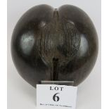 A vintage Coco De Mer palm nut with largely polished finish. 24cm diameter. Condition report: no